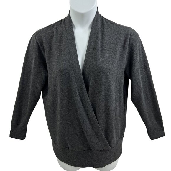 Athleta Purana Faux Wrap Cross Over Sweater M Runs Athletic Running Yoga Pilates - Picture 1 of 13